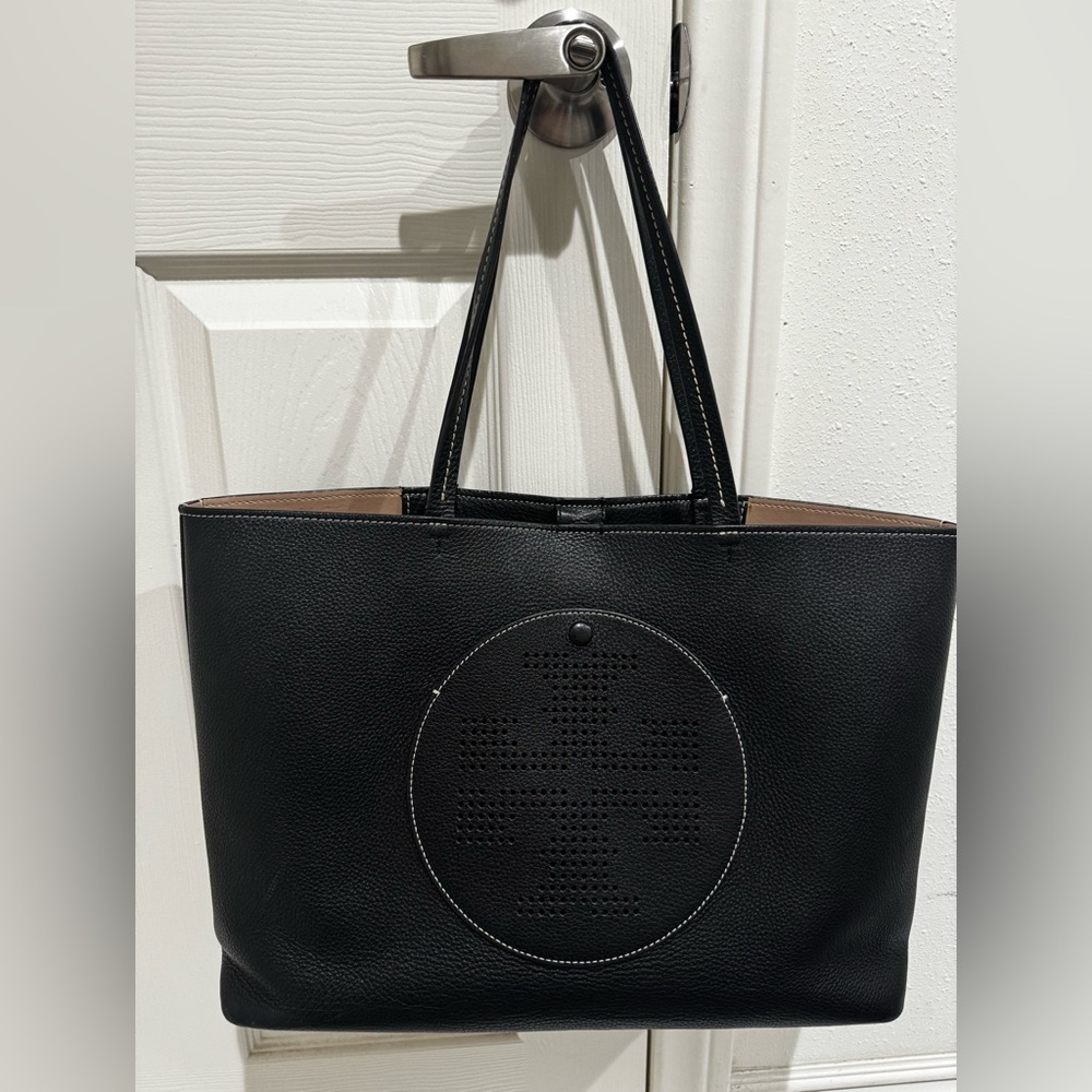 Tory Burch Perforated Leather Logo Tote Bag